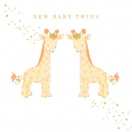 Felicitare pentru nastere New Baby Twins model girafa