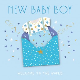 Felicitare pentru nastere New Baby Boy costumas