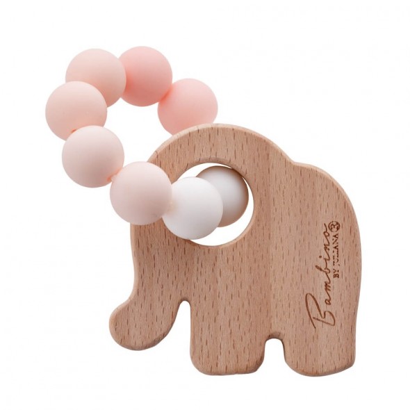 Jucarie dentitie elefantel cu inel dentitie Bambino by Juliana roz