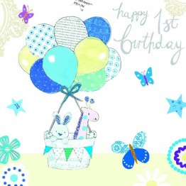 Felicitare Baby's 1st Birthday bleu