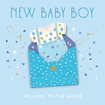 Felicitare pentru nastere New Baby Boy costumas