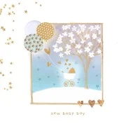Felicitare pentru nastere New Baby Boy model carucior