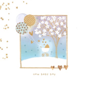 Felicitare pentru nastere New Baby Boy model carucior