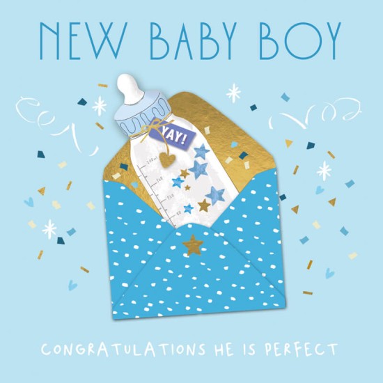 Felicitare pentru nastere New Baby Boy model plic