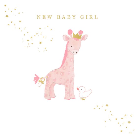 Felicitare pentru nastere New Baby Girl model girafa