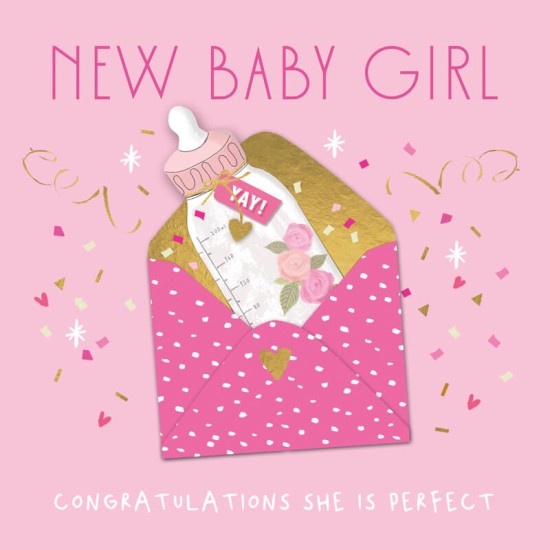 Felicitare pentru nastere New Baby Girl model plic