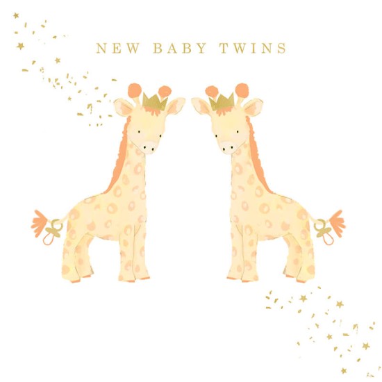 Felicitare pentru nastere New Baby Twins model girafa