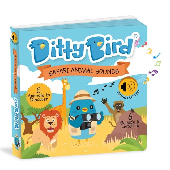 Carte cu sunete in limba engleza pentru copii Ditty Bird - Safari Animal Sounds