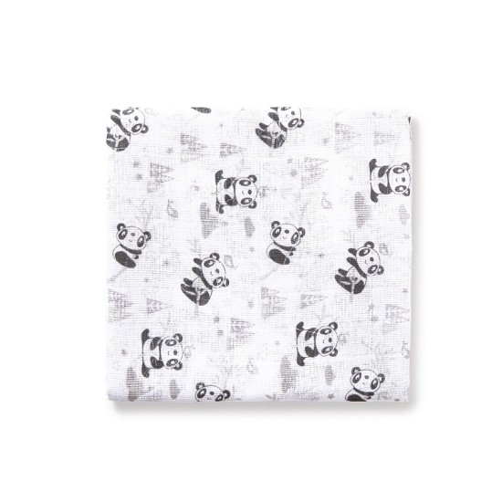 Set 3 museline 80 x 80 cm Inter Baby model panda - alb si gri