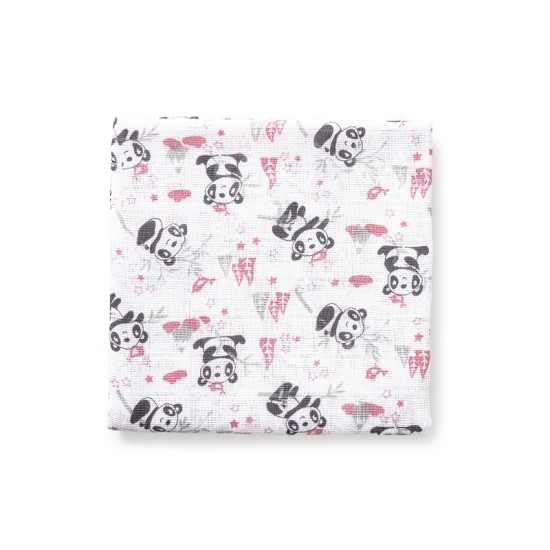 Set 3 museline 80 x 80 cm Inter Baby model panda - alb si roz