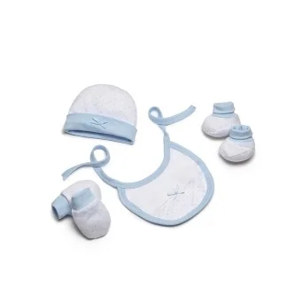 Set cadou nou nascuti 4 piese din bumbac Inter Baby - alb si bleu