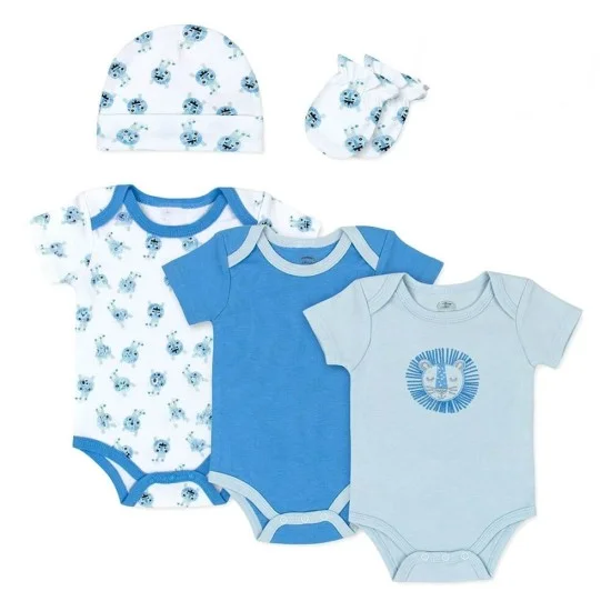Set cadou bebe 5 piese bumbac model monstruleti 0-3 luni