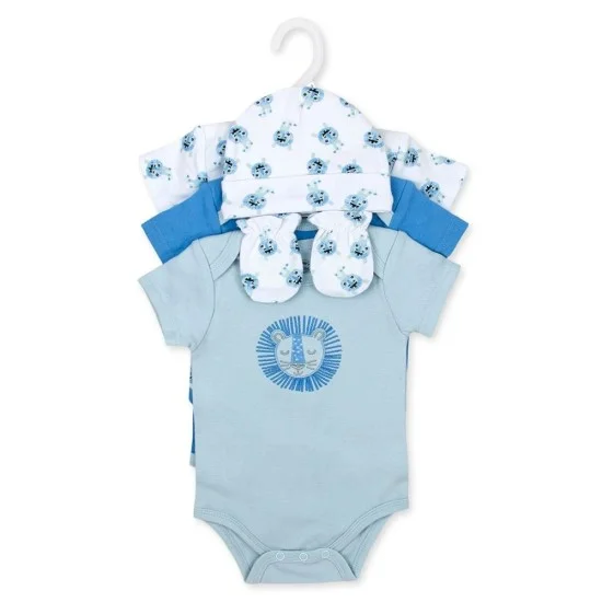 Set cadou bebe 5 piese bumbac model monstruleti 0-3 luni