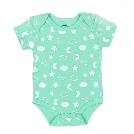 Set cadou bebe 5 piese bumbac model stele si nori 3-6 luni