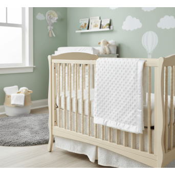 Paturica bebelusi alba cu satin - moale si eleganta 75x75 cm