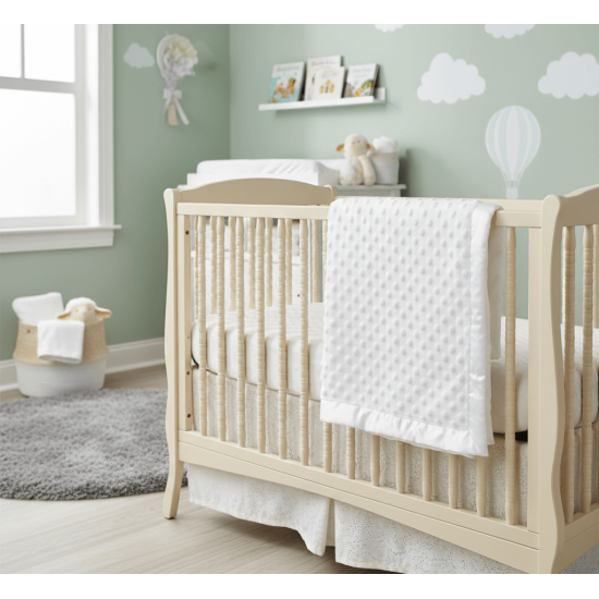 Paturica Bebelusi Alba cu Satin - Moale si Eleganta 75x75 cm