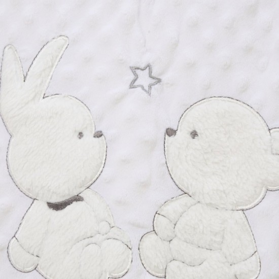 Paturica Bebelusi Pufoasa Iepuras si Ursulet - Alba