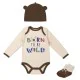 Set 3 piese pentru bebelusi Born to be wild - marimea 6-9 luni
