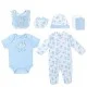 Set cadou hainute pentru bebelusi 7 piese model stelute bleu - marimea 3-6 luni