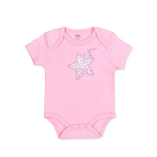 Set cadou hainute pentru bebelusi 7 piese model stelute roz - marimea 3-6 luni