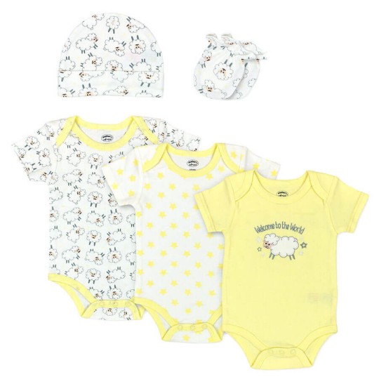 Set cadou bebe 5 piese bumbac model oite 0-3 luni