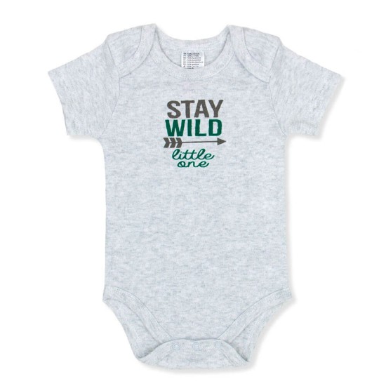 Set cadou nou nascuti 4 piese din bumbac Stay Wild - gri