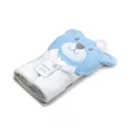 Prosop bebe cu gluga din bumbac - ursulet bleu