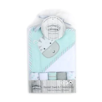 Set cadou bebelusi prosop cu gluga si 5 mini prosopele - zebra