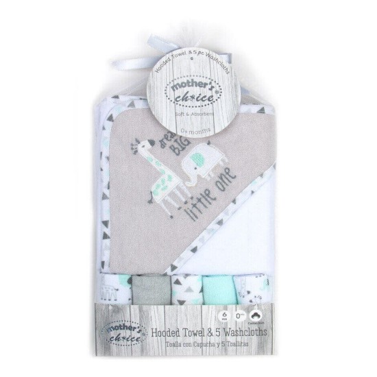 Set cadou bebelusi prosop cu gluga si 5 mini prosopele - little one