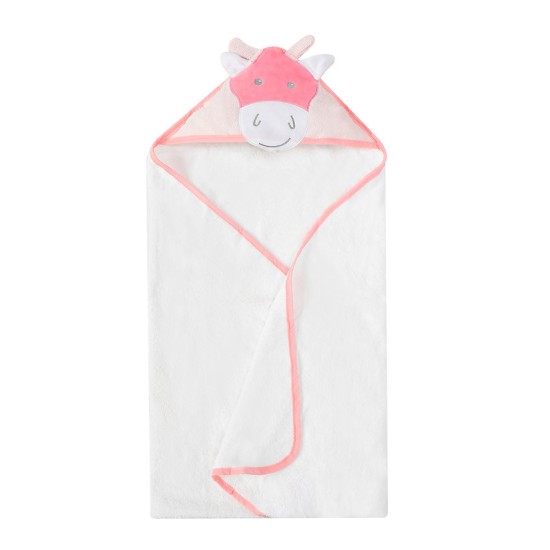 Prosop cu gluga din bumbac pentru bebelusi - calut roz