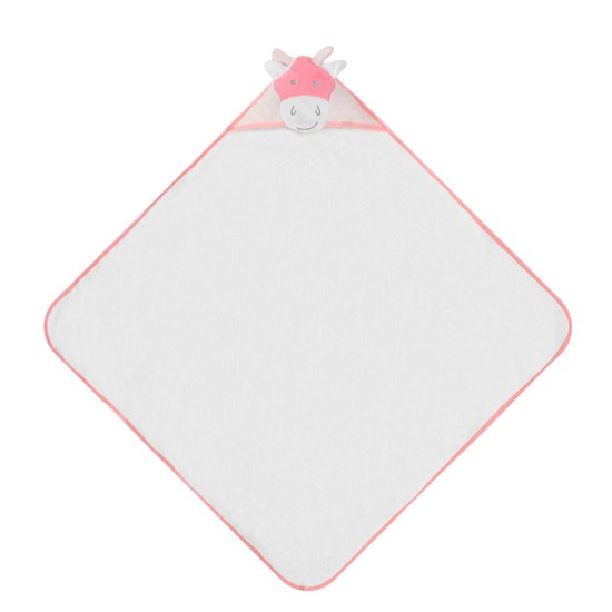 Prosop cu gluga din bumbac pentru bebelusi - calut roz