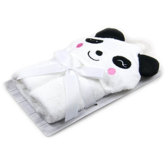 Prosop bebe cu gluga din bumbac - ursulet panda