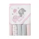 Set cadou bebelusi cu 5 mini prosopele si prosop de baie cu gluga - little love
