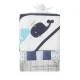Set cadou bebelusi cu 5 mini prosopele si prosop de baie cu gluga - model marin