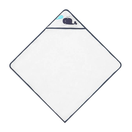 Set cadou bebelusi cu 5 mini prosopele si prosop de baie cu gluga - model marin