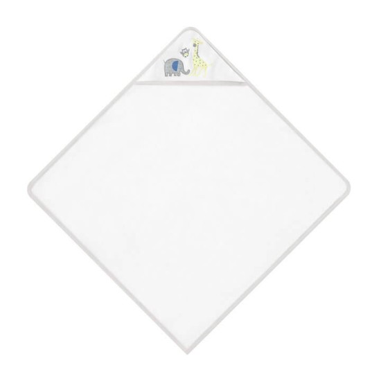 Set cadou bebelusi cu 5 mini prosopele si prosop de baie cu gluga - model animalute