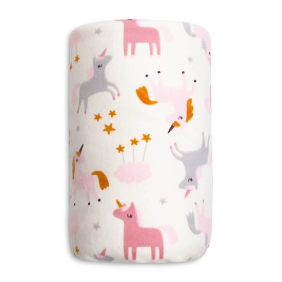 Paturica pufoasa pentru bebelusi 75 x 100 cm - model unicorn