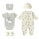 Set cadou bebe 5 piese bumbac model norisori 0-3 luni