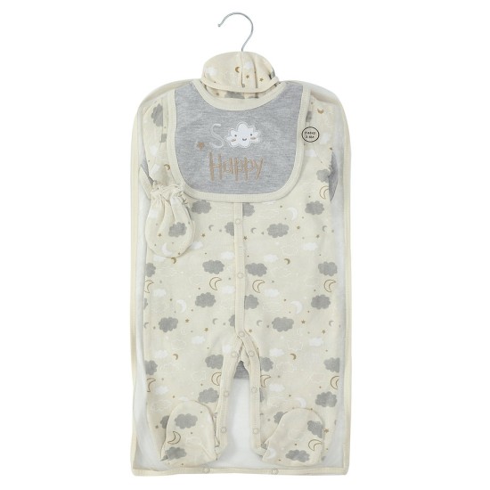 Set cadou bebe 5 piese bumbac model norisori 0-3 luni