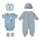 Set cadou bebe 5 piese bumbac model animalute 3-6 luni