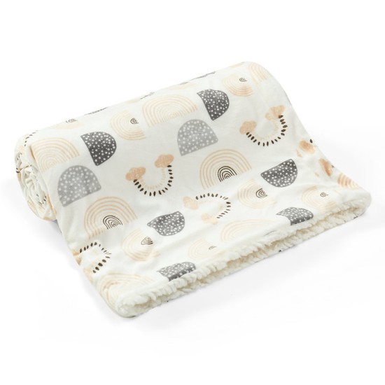 Paturica pufoasa pentru bebelusi 75 x 100 cm - model curcubeu