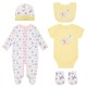 Set cadou bebelusi 5 piese bumbac model love - marimea 0-3 luni