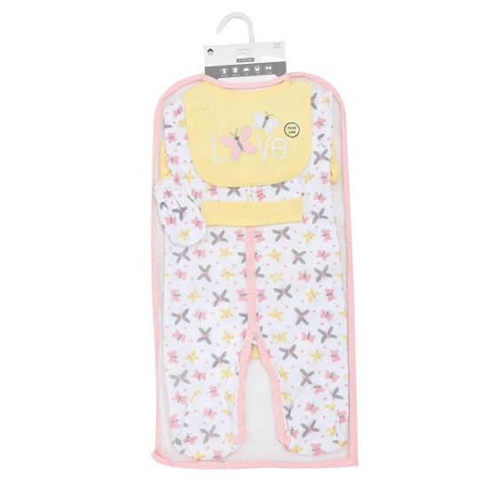 Set cadou bebelusi 5 piese bumbac model love - marimea 0-3 luni