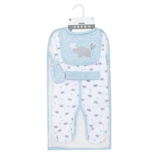 Set cadou bebelusi 5 piese bumbac model big world - marimea 3-6 luni