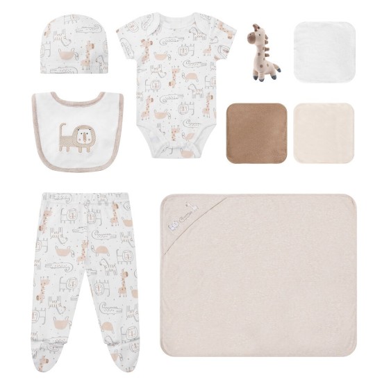 Set cadou bebelusi 10 piese din bumbac model animalute - Infancie - marimea 3-6 luni