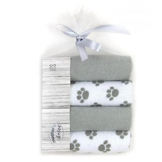 Set 4 mini prosopele pentru bebelusi - alb si gri - Mother's Choice