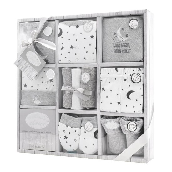 Set cadou nou nascuti 10 piese din bumbac model stelute - Mother's Choice