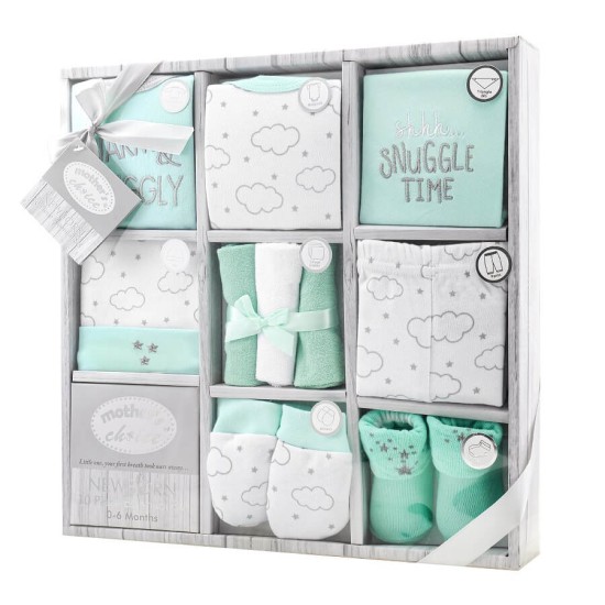 Set cadou nou nascuti 10 piese din bumbac model norisor - Mother's Choice