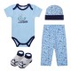 Set cadou nou nascuti 4 piese din bumbac model balena - bleu - Mother's Choice