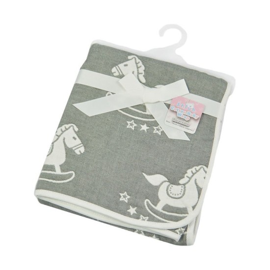 Paturica din bumbac cu 2 fete Soft Touch - alb si gri